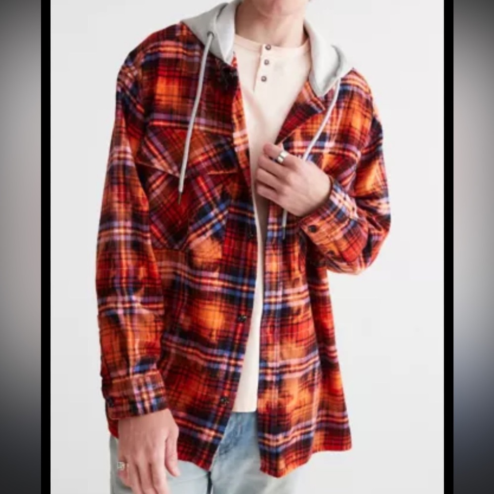 Urban outfitters hooded flannel button up top